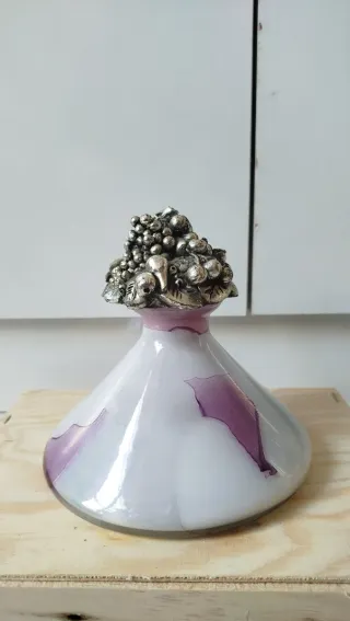 Vaso vintage vetro decorato