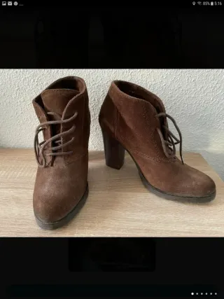 Botines Mango Ante Marrón Talla 38