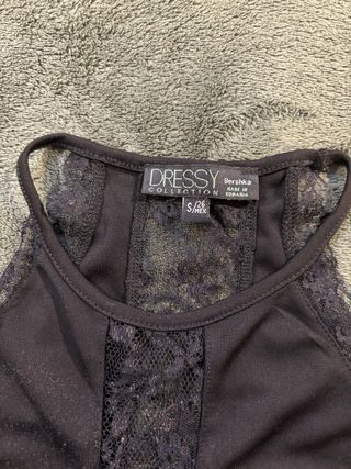 Top Bershka Negro Encaje Talla S