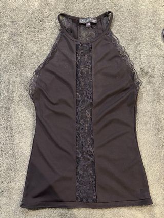 Top Bershka Negro Encaje Talla S