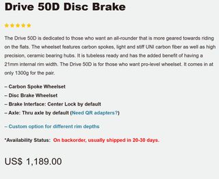 Ruedas EliteWheels DRIVE 45D Radios Carbono Disc