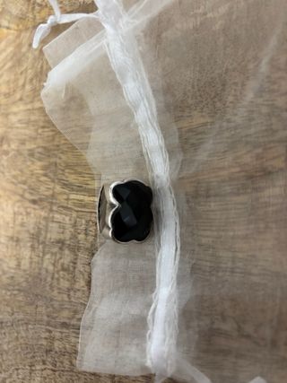 Anillo Tous Negro y Plateado