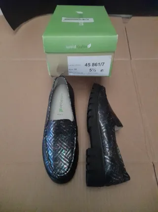 Zapatos Waldläufer Negros/Plateados Talla 38.5