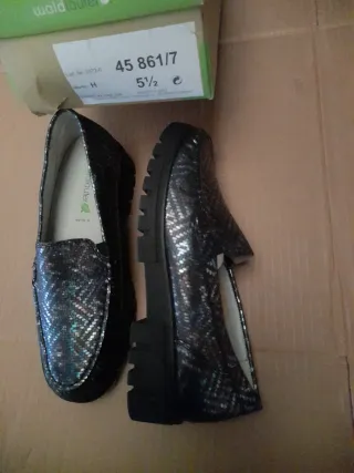 Zapatos Waldläufer Negros/Plateados Talla 38.5