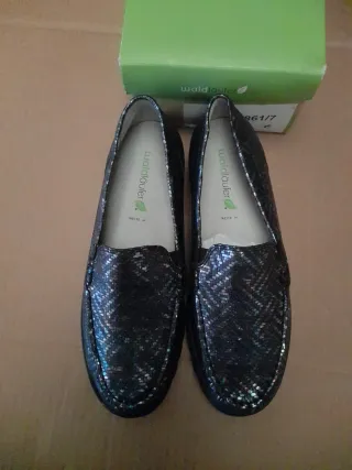 Zapatos Waldläufer Negros/Plateados Talla 38.5