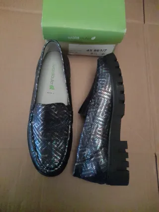 Zapatos Waldläufer Negros/Plateados Talla 38.5