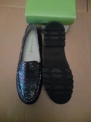 Zapatos Waldläufer Negros/Plateados Talla 38.5