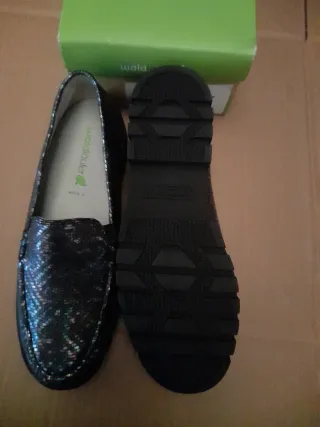 Zapatos Waldläufer Negros/Plateados Talla 38.5