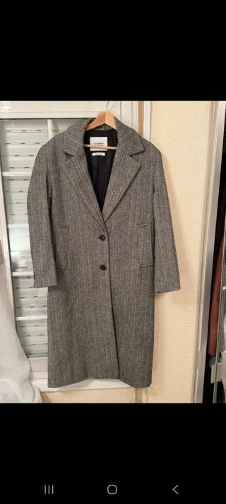 Abrigo Pull&Bear Raya Gris y Negro