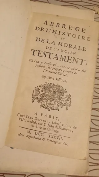Abbregé de l' histoire de l'ancien Testament. 1737