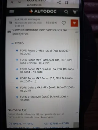 Kit Embrague Ford y Volvo