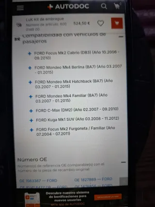 Kit Embrague Ford y Volvo