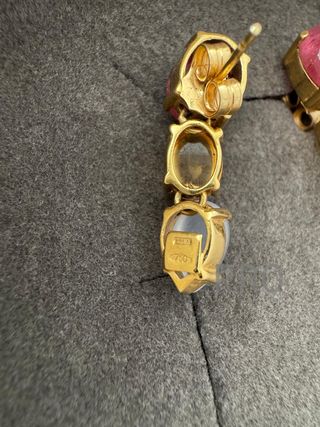 Pendientes oro 18K con piedras multicolor, sello 750