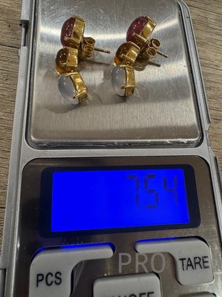 Pendientes oro 18K con piedras multicolor, sello 750