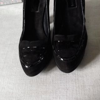 Botas altas piel y ante negro T39