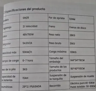 Bicicleta Eléctrica Gunai GN29