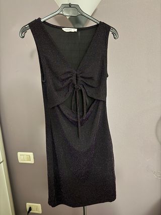 Vestito Terranova nero con pois viola