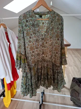 Vestido boho verde y marrón