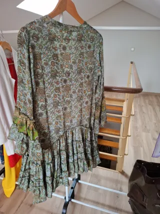 Vestido boho verde y marrón