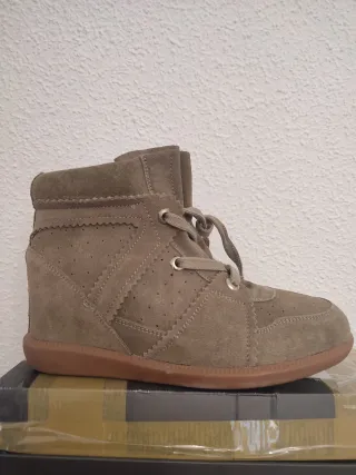 Botas Beige/Marrón Tacón Oculto Talla 40