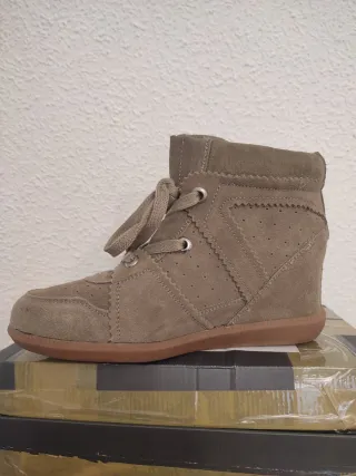 Botas Beige/Marrón Tacón Oculto Talla 40