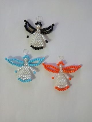 3 Ángeles de cuentas hechos a mano
