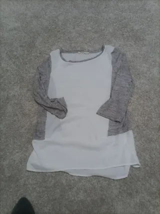 Camisa Bershka gris y blanca
