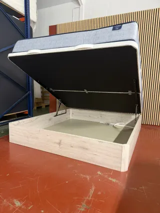 180x200 KING SIZE  CANAPE MADERA BLANCO y COLCHÓN