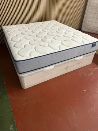 180x200 KING SIZE  CANAPE MADERA BLANCO y COLCHÓN