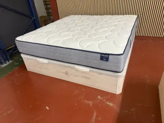 180x200 KING SIZE  CANAPE MADERA BLANCO y COLCHÓN