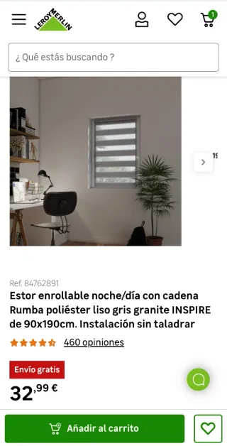 4 Tende a rullo notte/giorno grigi INSPIRE 90x190