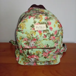 Mini Mochila floral verde y rosa