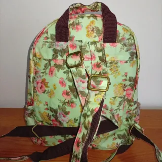 Mini Mochila floral verde y rosa
