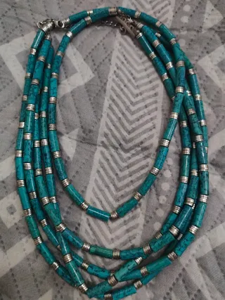 Collares estilo étnico color turquesa y color plat