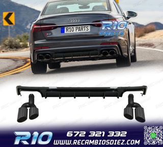 DIFUSOR AUDI A6 A6 AVANT 19-24 LOOK S6 NEGRO BRILLO