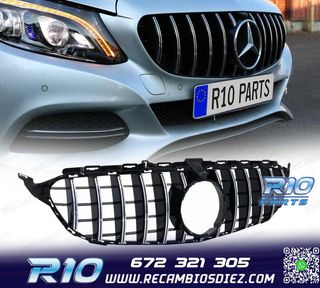 PARRILLA MERCEDES W205 14-18 LOOK AMG GT CROMO NEGRO