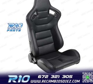 ASIENTO DEPORTIVO SEMI BAQUET ESTILO RS CUERO NEGRO