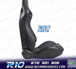 ASIENTO DEPORTIVO SEMI BAQUET ESTILO RS CUERO NEGRO