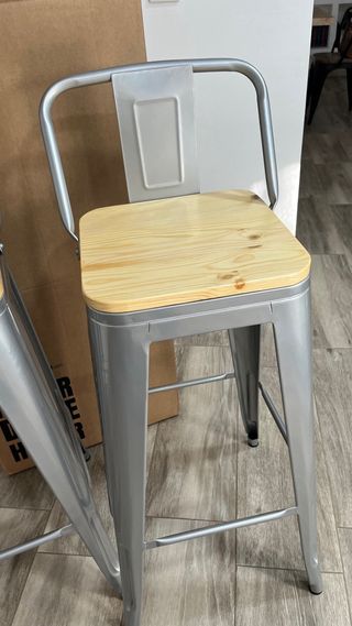 2 Taburetes Altos Metal/Madera Nuevos