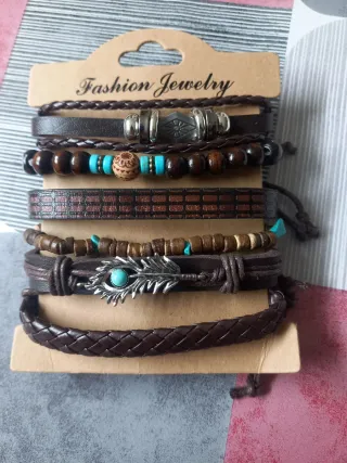 Pulseras Cuero y Turquesa