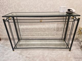 Recibidor consola de hierro forjado y cristal