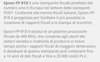 Stampante termica Epson con display