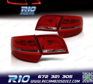 PILOTOS AUDI A3 8PA SPORTBACK 04-08 LED LIGHT BAR ROJO CROMO