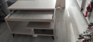 Mesa baja elevable madera y metal