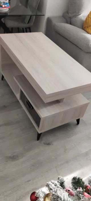 Mesa baja elevable madera y metal