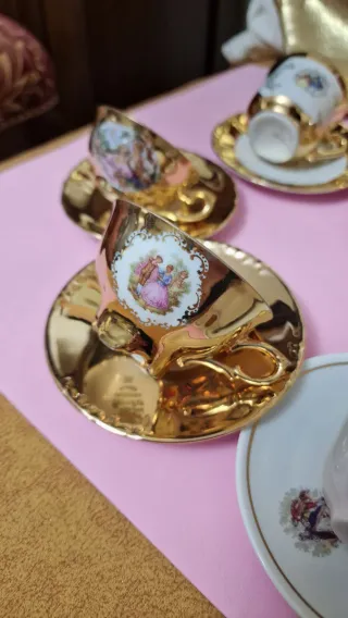 Lotto 6 tazzine da caffè vintage decorate