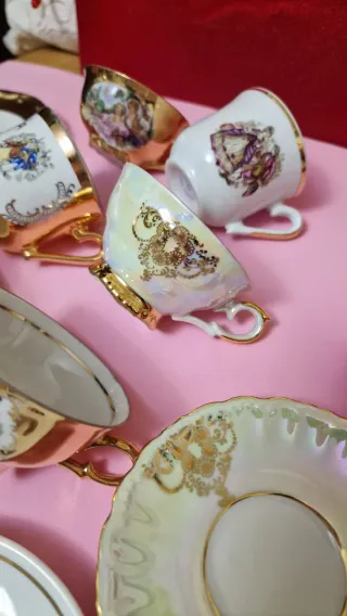 Lotto 6 tazzine da caffè vintage decorate