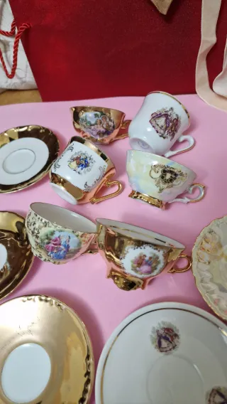 Lotto 6 tazzine da caffè vintage decorate