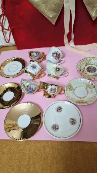 Lotto 6 tazzine da caffè vintage decorate