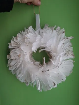 Ghirlanda Piume Bianco Oro